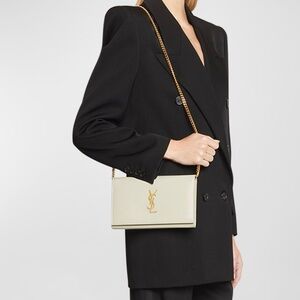 Saint Laurent Kate Medium YSL wallet on chain Croc Embossed Leather